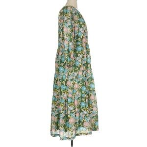 Trovata California Dress midi ainsley  silk Floral - Long Sleeve luxury‎ L XL